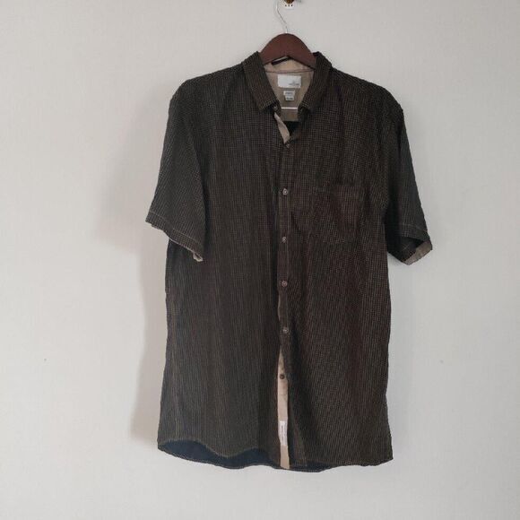 CRAFT + FLOW Men 3X Black/Tan Stretch Comfortable Casual Button Preppy Shirt Y2K - Picture 1 of 4